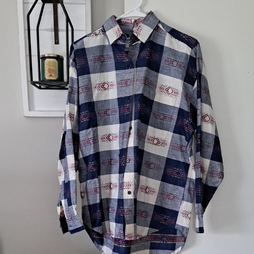 Blue and White Checkered Shirt